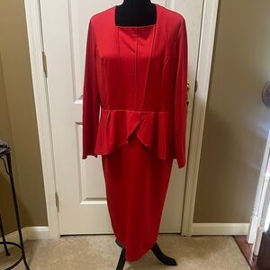 Elegant Red Peplum Dress